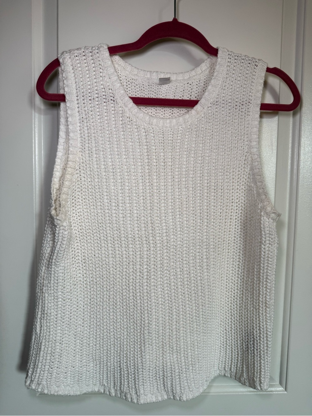 Old Navy Classic Cotton Minimalist White Knit Sleeveless Sweater